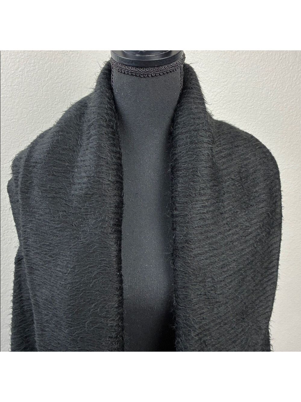 Alice + Olivia Vest Black Faux Fur Knit Waterfall Cardigan Open Front L - Picture 5 of 11